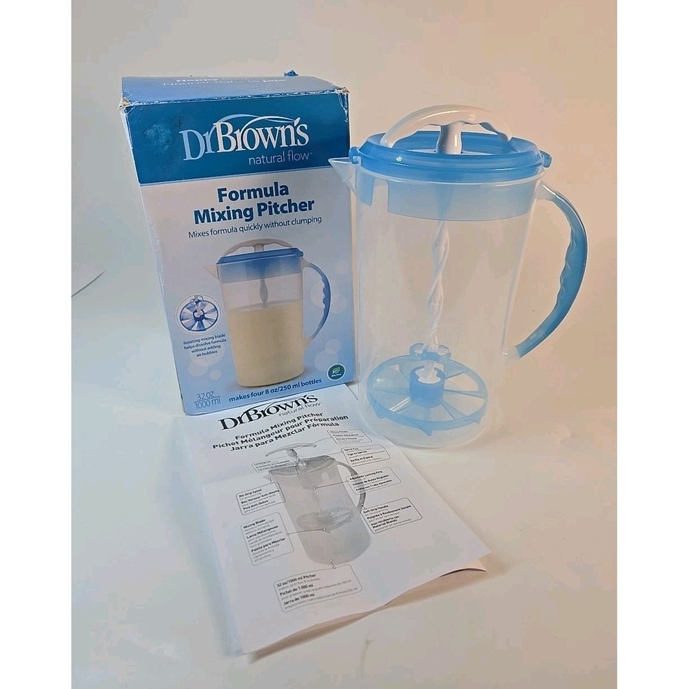 Dr.‎ Brown's Natural Flow Formula Mixing Pitcher 32 oz (Blue) -New -  Open Box